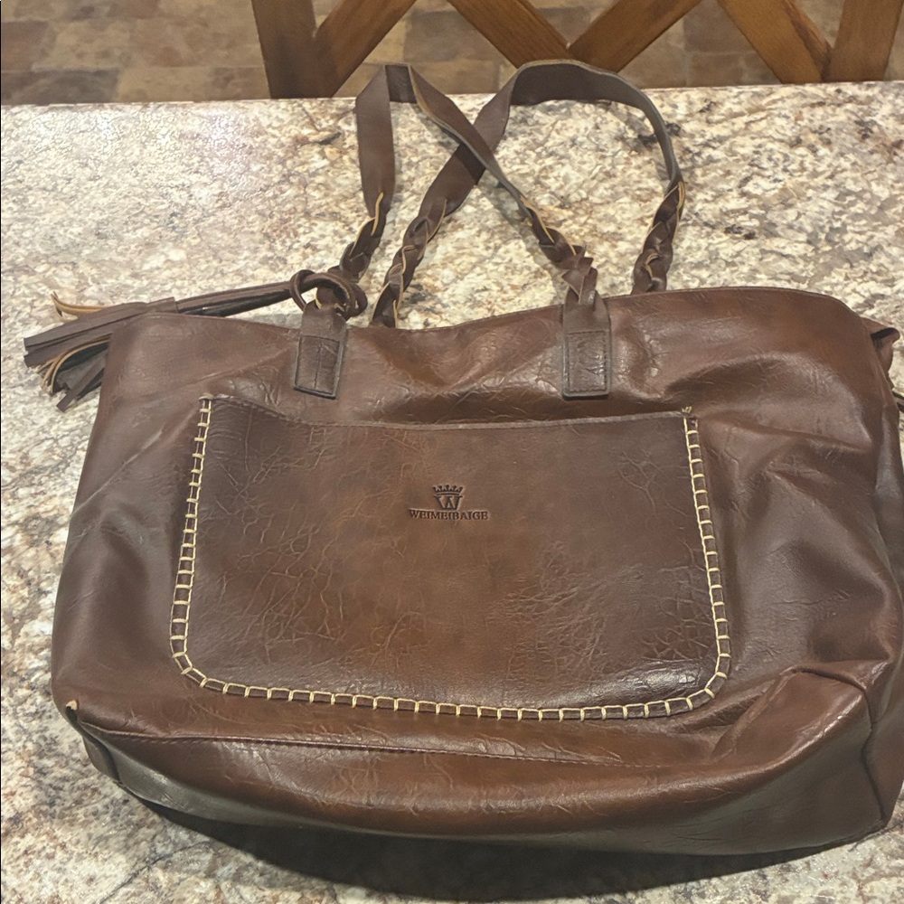 Elegant Brown Leather Tote Bag